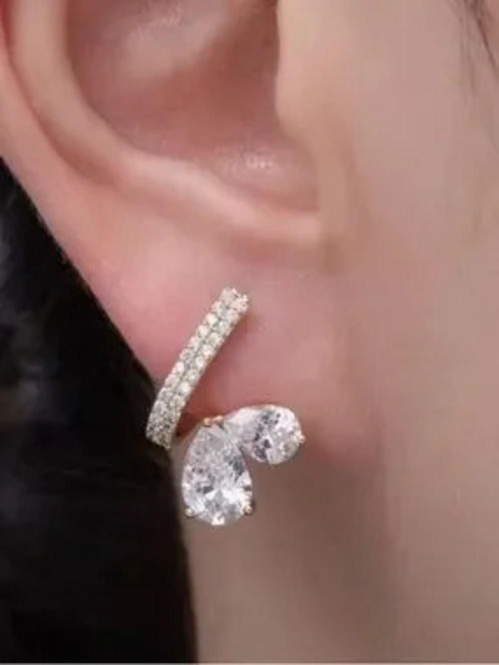 Gold CZ Pear Drop CZ Stud Earrings SET (4463)